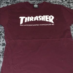 maroon thrasher t-shirt